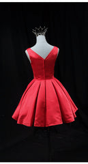 Red Satin Round Neckline Prom Homecoming Dress Red Short Party Dress prom dresses shops