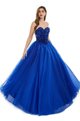 Grap Tulle Sequins Sweetheart Prom Dresses Spaghetti Straps Evening Quinceanera Dresses