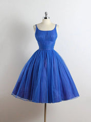 Royal Blue Tulle Spaghetti Straps Homecoming Dress