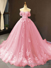 Princess Quinceanera Dresses Off The Shoulder Applique Sweet 16 Party Prom Gowns