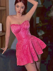 Sexy A line Strapless Short Pink Homecoming Dress