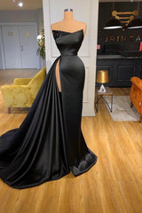 Sexy Black Long Prom Dress With Split Beadings Evening Gowns