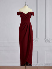 Sheath/Column Off-the-Shoulder Floor-Length Stretch Crepe Mother of the Bride Dresses With Ruffles