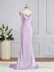 Sheath/Column Square Sweep Train NS Elastic Woven Satin Bridesmaid Dresses