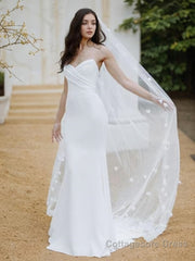 Sheath/Column Sweetheart Sweep Train Stretch Crepe Wedding Dresses