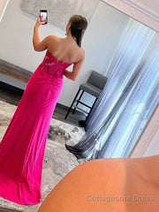 Sheath Strapless Sweetheart Long Prom Dress with Slit