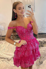 Short A-Line Sweetheart Tiered Homecoming Dress