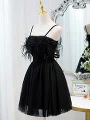 Short Back Prom Dress with Corset Back, Little Black Formal Homecoming Dresses