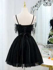 Short Back Prom Dress with Corset Back, Little Black Formal Homecoming Dresses