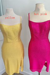 Short Tight Yellow Homecoming Dress,Crystal Beaded Semi Formal Dresses