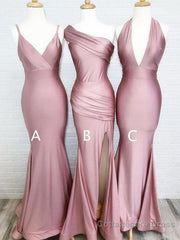 Simple Dusty Rose Cheap Mermaid Long Bridesmaid Dresses Online