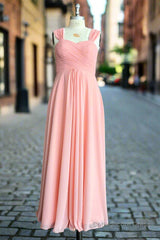 Simple Long A-line Chiffon Sweetheart Chiffon Bridesmaid Dresses