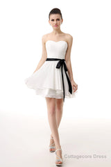 Simple Pleated White Homecoming Dresses