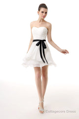 Simple Pleated White Homecoming Dresses