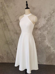 Simple White Halter Short Wedding Dress