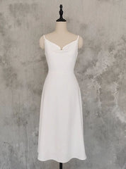 Simple White Spaghetti Straps Short Wedding Dress