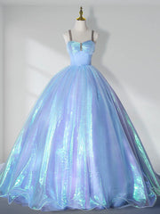 Sky Blue Sweetheart Neck Long Prom Quinceanera Dresses