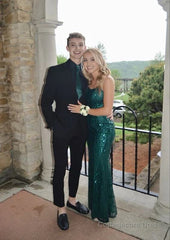 Sparkly Mermaid Dark Green Long Prom Dresses Formal Dress