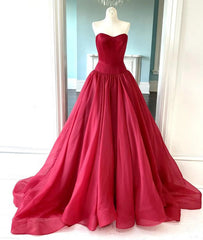 Strapless Open Back Red Long Prom Dress