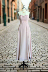 Strapless Sweetheart Bridesmaid Dress Neck A-line Chiffon Maxi Dresses