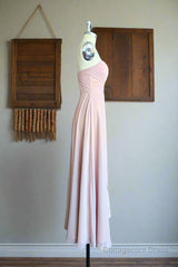 Strapless Sweetheart Bridesmaid Dress Neck A-line Chiffon Maxi Dresses