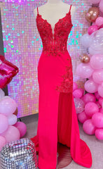 Straps Mermaid Long Prom Dress with Lace and Beading