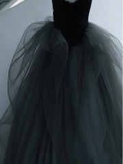 Sweetheart Neck Gray Tulle Long Prom Dresses Gray Tulle Long Formal Graduation Dresses