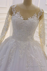 Trendy Sweetheart Long Sleevess Ivory Ball Gown Wedding Dress