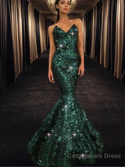 Trumpet/Mermaid Sweetheart Floor-Length Sequins Prom Dresses