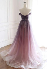 Tulle Gradient Long Formal Gown, A-line Floor Length Party Dress