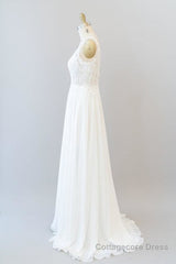 V-neck Appliques Chiffon A-line Wedding Dress