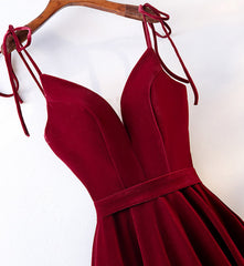 Velvet Straps Long V-neckline Long Party Dress, Velvet Bridesmaid Dresses