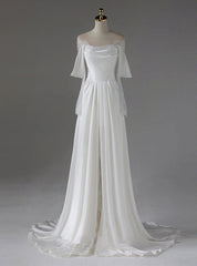 White Satin Lace Wedding Dress