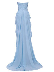 Sweater Dress, Beautiful Light Blue Chiffon Party Dress, Sweetheart Formal Gown