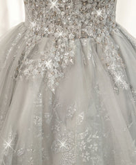 Evening Dress Stunning, Gray Sweetheart Lace Tulle Short Prom Dress, Gray Cocktail Dress