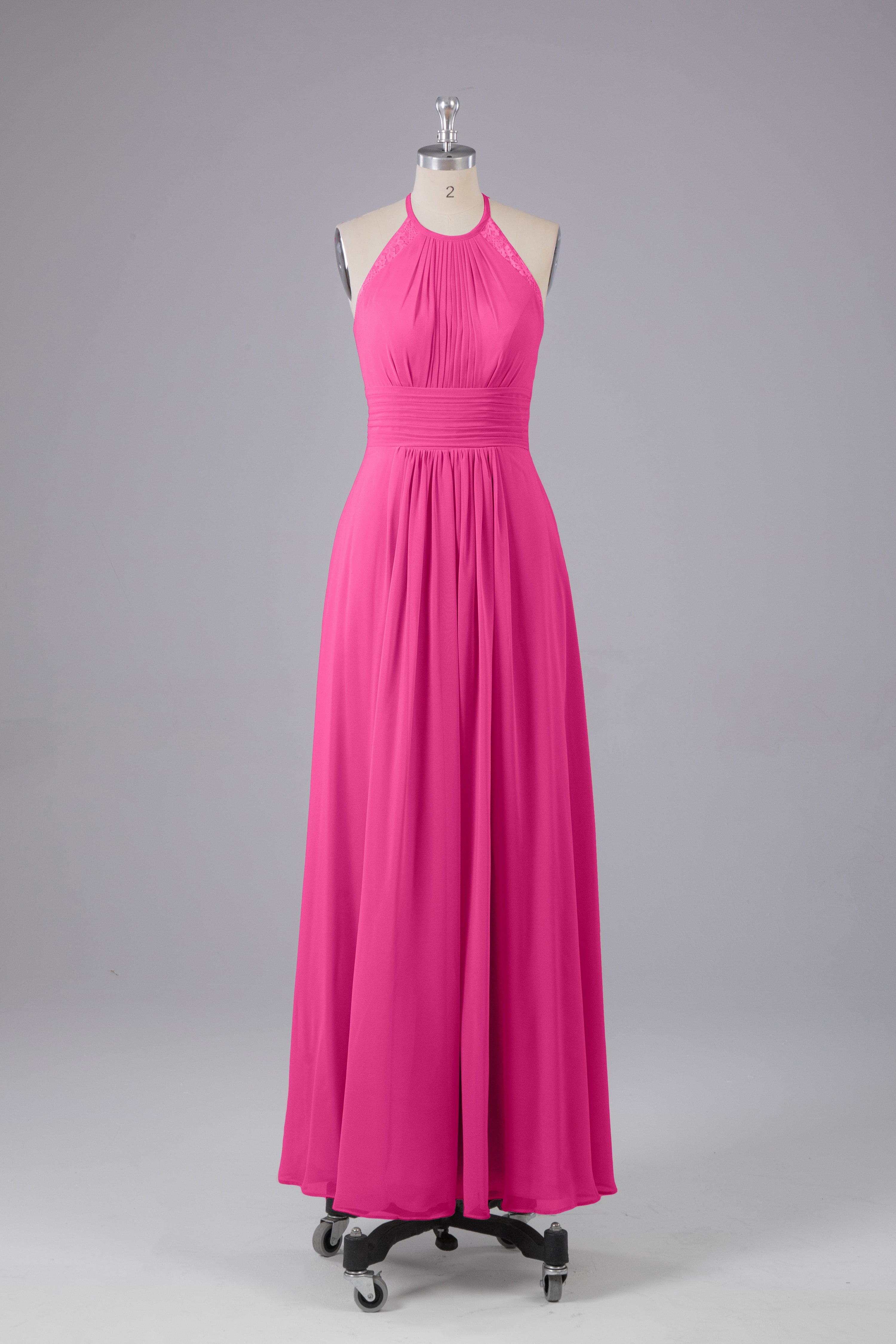 Bridesmaids Dresses Online, Elegant Chiffon Halter Floor Length Bridesmaid Dresses