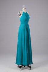 Bridesmaids Dress Online, Elegant Chiffon Halter Floor Length Bridesmaid Dresses