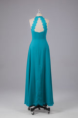 Bridesmaid Dress Shops Near Me, Elegant Chiffon Halter Floor Length Bridesmaid Dresses