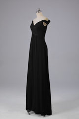 Silk Dress, Elegant Chiffon Off The Shoulder Open Back Long Bridesmaid Dresses