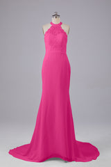 Prom Dresses Sale, Elegant Halter Court Train Bridesmaid Dresses