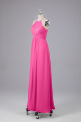 Homecoming Dress Idea, Elegant Halter Keyhole Chiffon Bridesmaid Dresses