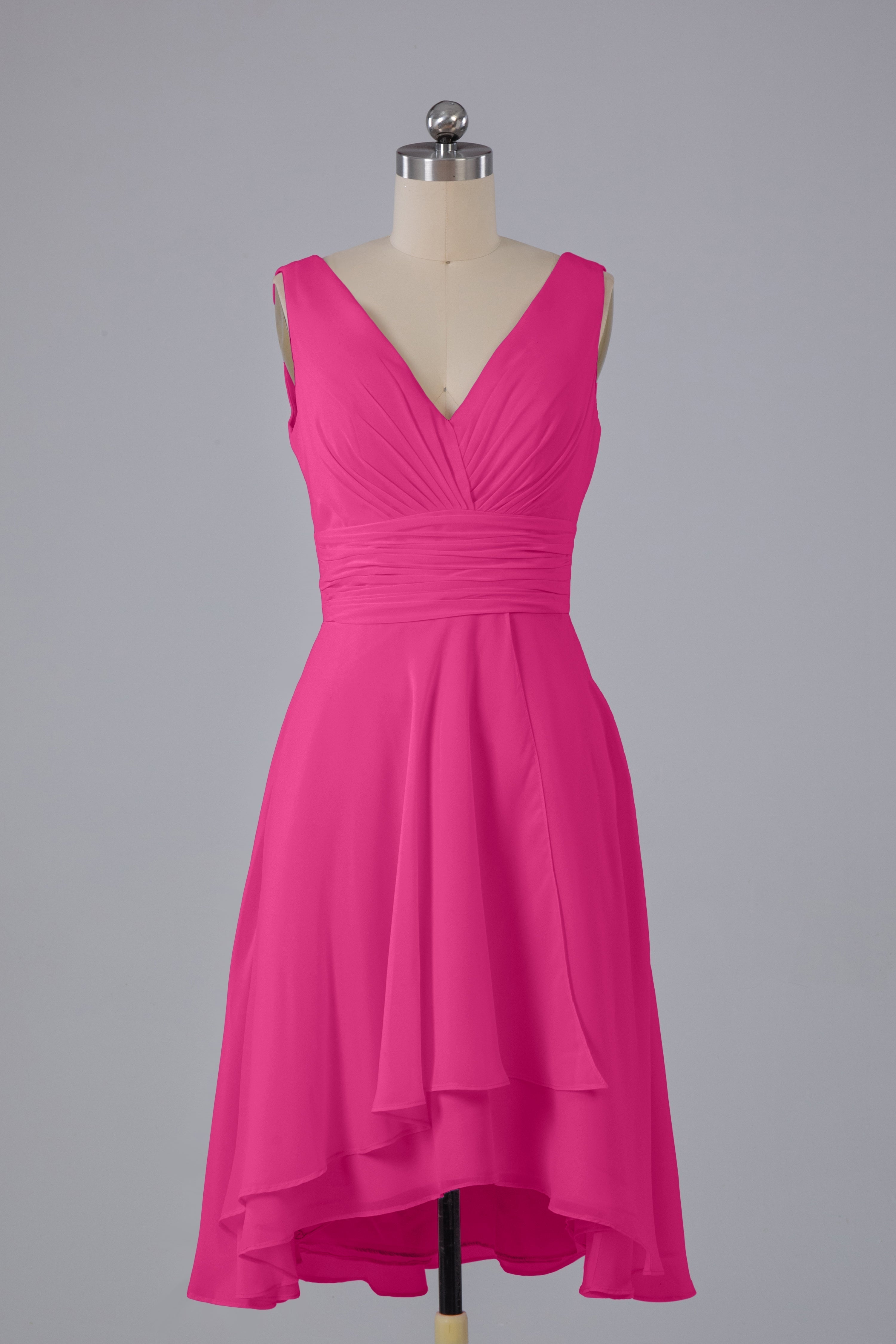 Nice Dress, High Low Knee Length V-Neck Bridesmaid Dresses