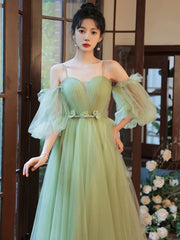 Formal Dress Styles, Light Green Tulle Simple Sweetheart Party Dresses, Green Long Prom Dresses