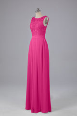 Homecoming Dress Ideas, A-line Lace Top Floor Length Chiffon Bridesmaid Dresses