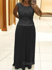 Black Wedding Dress, A-Line/Princess Scoop Floor-Length Chiffon Mother of the Bride Dresses With Lace