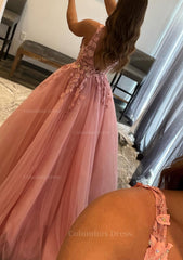 Vintage Prom Dress, A-line Princess Sweetheart Sleeveless Long/Floor-Length Tulle Sparkling Prom Dress