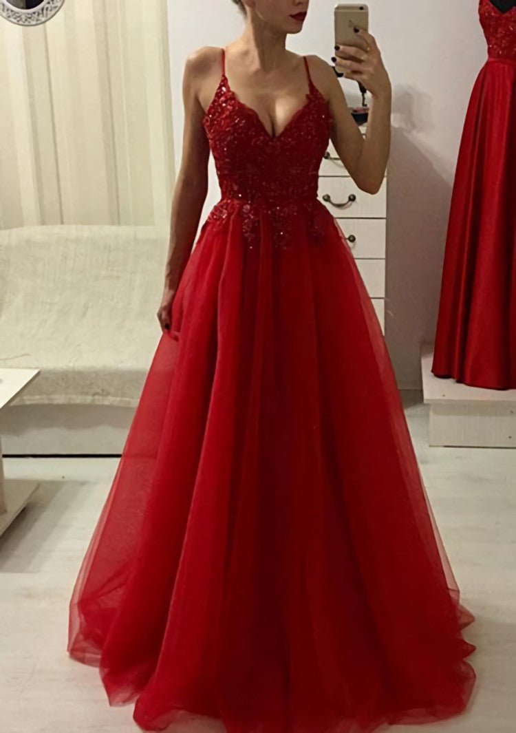 Bridesmaid Dress Styles Long, A-line/Princess V Neck Sleeveless Long/Floor-Length Prom Dress With Appliqued Beading