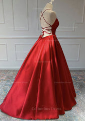 Homecoming Dress Under 79, A line Sleeveless Square Neckline Long Formal Dresses, Floor-Length Satin Prom Dress