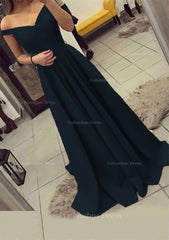 Prom Dress For Short Girl, Charmeuse Prom Dress A-Line/Princess V-Neck Sweep Train