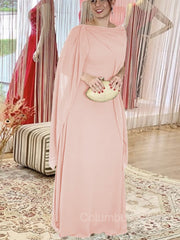 Bridesmaids Dresses For Beach Wedding, Sheath/Column Scoop Floor-Length Chiffon Mother of the Bride Dresses With Ruffles